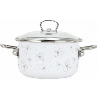 BELIS Smaltovaný hrnec se skleněnou poklicí 16 cm 1.5 l PREMIUM bílý 71916-041DPIN3 – Zboží Mobilmania