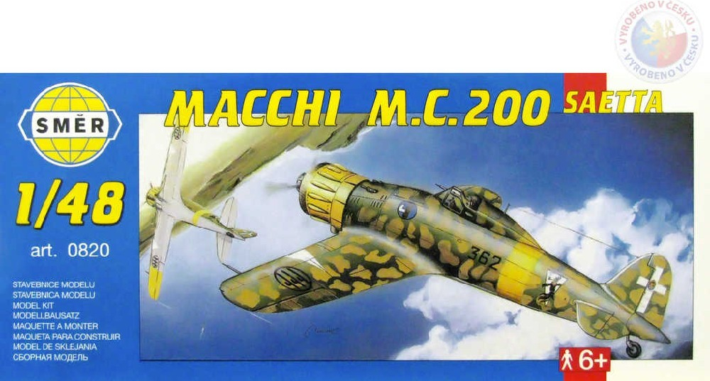 Směr plastikový model letadla ke slepení Macchi M.C. 200 Saetta slepovací stavebnice letadlo 1:48