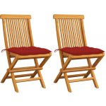 zahrada-XL 3062481 Zahradní židle s červenými poduškami 2 ks masivní teak – Hledejceny.cz