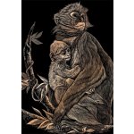 Royal & Langnickel Mědený škrabací obrázek Opice s mládětem – Zboží Dáma