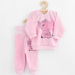 New Baby Kojenecká souprava tričko a tepláčky Happy Elephant pink – Sleviste.cz