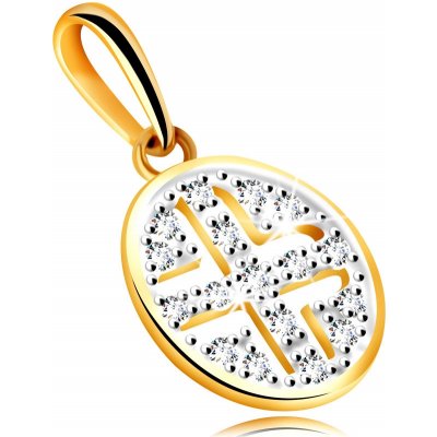 Šperky Eshop Diamantový přívěsek ze žlutého zlata kruh ozdobený brilianty černé pokovení S3BT506 – Hledejceny.cz