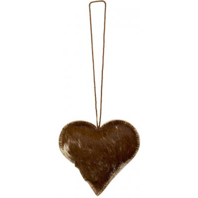 Závěsná dekorativní ozdoba hnědého srdce z hovězí kůže - 10*10*4cm – Zboží Mobilmania