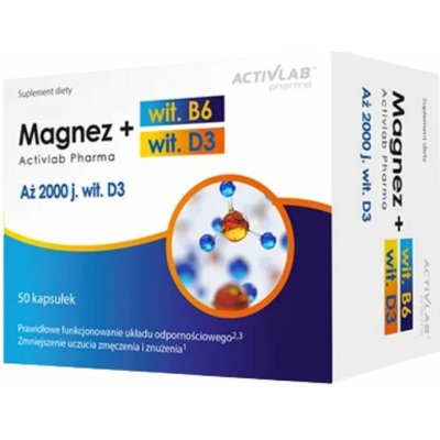 Activlab Pharma Hořčík + vitamín B6 + D3 50 kapslí – Hledejceny.cz