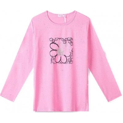 dívčí tričko S KYTIČKOU A TŘPYTKAMI Světle růžová – Zboží Dáma
