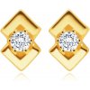 Náušnice Šperky eshop náušnice ve žlutém zlatě kulatý čirý zirkon dva lesklé trojúhelníky S4GG243.85