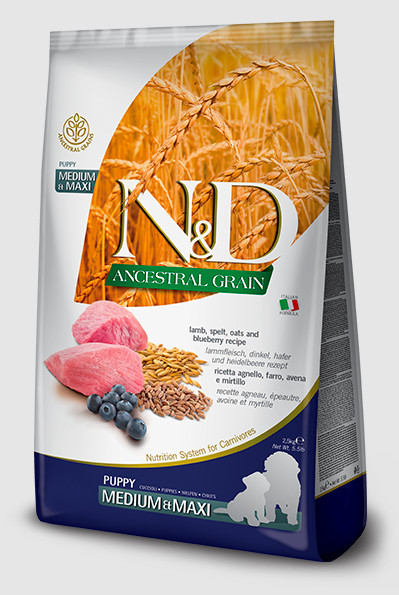N&D Ancestral Grain DOG Puppy M/L Lamb & Blueberry 5 kg