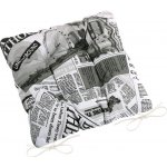 Bellatex Sedák EMA prošívaný Noviny černá, bílá 40x40 cm – Zboží Dáma