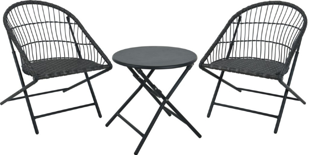 PROGARDEN KO-X87000150 Zahradní nábytek skládací sada stůl + 2 židle umělý ratan