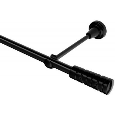 OK-GarnýžeCZ Garnýž kovová jednořadá 16mm Torino černá 250 cm do stěny / na tunýlek - bez kroužků – Sleviste.cz