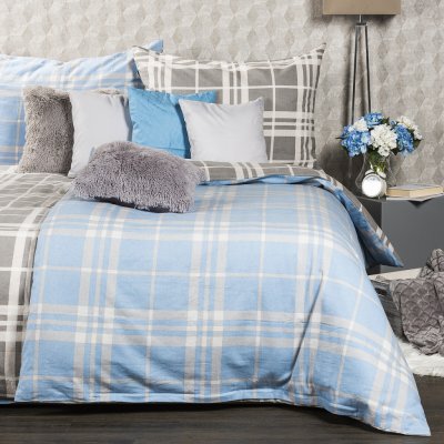 4Home flanel povlečení Modrá kostka 140x220 70x90 – Hledejceny.cz