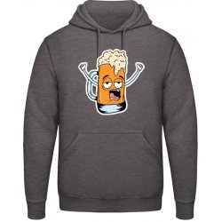 AWDis Hoodie Mikina Design Ilustrace pivní sklenice Uhlíková