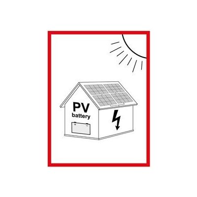 Označení FVE na budově s baterií - PV symbol - bezpečnostní tabulka, samolepka 74 x 105 mm – Zboží Dáma