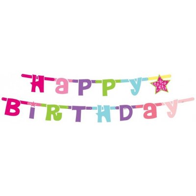 Party nápis girl Happy Birthday 180 cm – Sleviste.cz