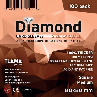 Tlama games Obaly na karty Diamond Caramel: Square Medium (80x80 mm) – Zboží Živě
