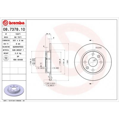 BREMBO Brzdový kotouč 08.7378.10