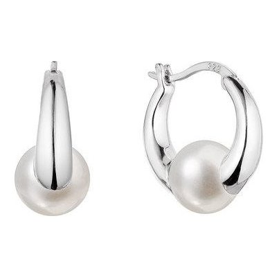 Evolution Group stříbrné náušnice kruhy s říční perlou bílé 21085.1 – Zboží Mobilmania