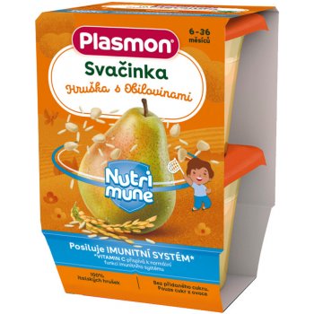 PLASMON Svačinka bezlepková ovocná NUTRI-MUNE hruška s cereáliemi 2 x 120 g