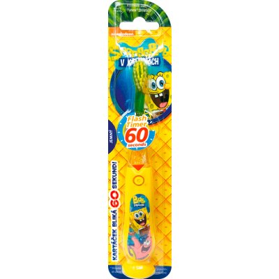 SpongeBob blikající kartáček pro děti s časovačem 1 minuty soft – Zboží Dáma