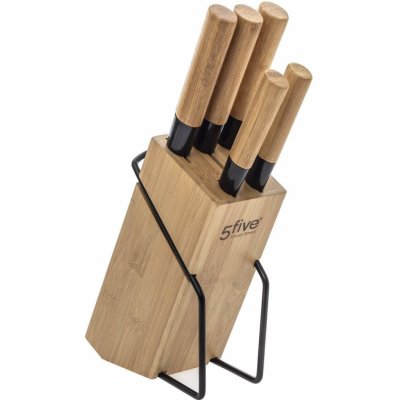5five Simply Smart Sada 5ti kuchyňských nožů na bambusovém stojanu hnědá – Sleviste.cz