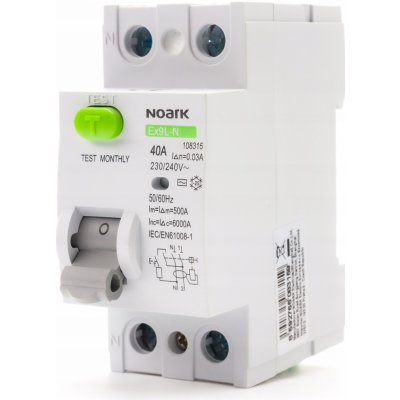 Noark Electric Ex9L-N 2P 25A AC 30mA – HobbyKompas.cz