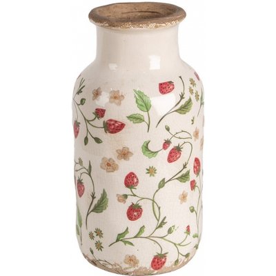 Béžová keramická váza s jahůdkami Wild Strawberries M - Ø 14*26 cm - Clayre & Eef – Hledejceny.cz
