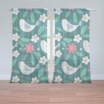 Sablio Záclony Červené kvítí s ptáčky: 2ks 150x250cm – Hledejceny.cz