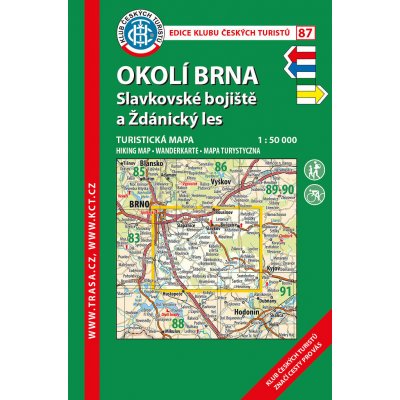 Mapa KČT 87 Okolí Brna, Slavkov 1 : 50 000 – Zbozi.Blesk.cz