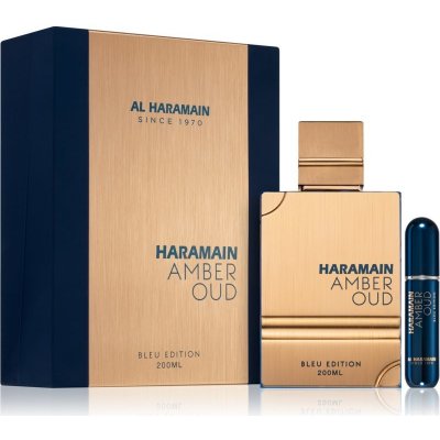 Al Haramain Amber Oud Blue Edition EDP 200 ml + Al Haramain Amber Oud Blue Edition plnitelný rozprašovač parfémů dárková sada – Zboží Mobilmania
