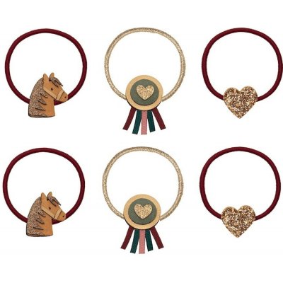 MIMI & LULA Gumičky do vlasů Ponies Multi – set 6 ks, hnědá barva, textil – Sleviste.cz