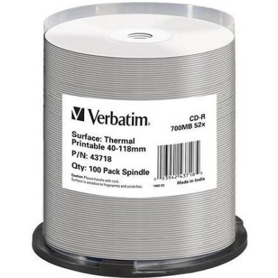 Verbatim CD-R 700MB 52x, printable, cakebox, 100ks (43718) – Hledejceny.cz