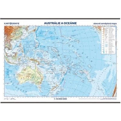 Austrálie a Oceánie – školní nástěnná obecně zeměpisná mapa – Zbozi.Blesk.cz