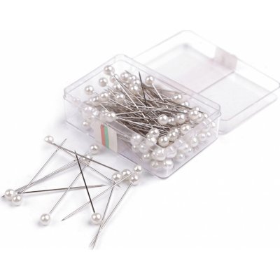 Ozdobné špendlíky s perleťovou hlavičkou délka 40 mm, malé, 1 bílá – Zboží Dáma