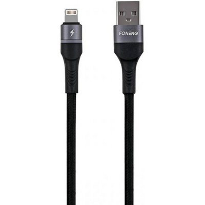 Foneng X79 USB pro Lightning, LED, opletený, 3A, 1m, černý