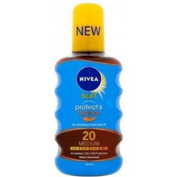 Nivea Sun Protect & Bronze olej na opalování spray podporující zhnědnutí SPF20 200 ml