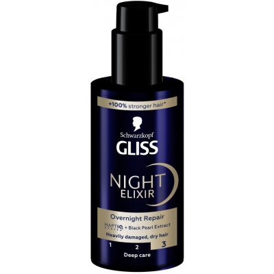 Schwarzkopf Gliss Night Elixir bezoplachový elixír pro poškozené vlasy 100 ml – Hledejceny.cz