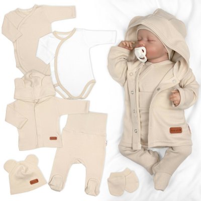 Baby Nellys Bavlněná souprava pro miminko do porodnice 6D Made with love béžová – Zboží Dáma