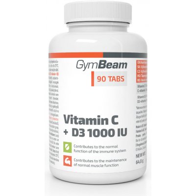 GymBeam Vitamín C + D3 1000 IU 90 tablet – Hledejceny.cz