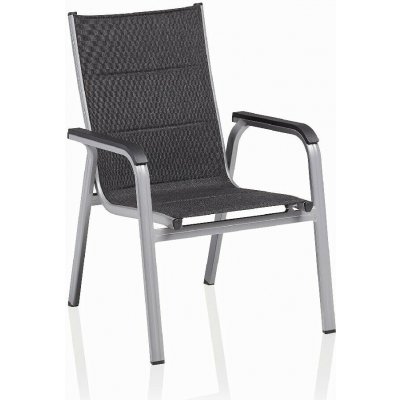 KETTLER BASIC PLUS PADDED stohovatelné, hliníkové křeslo stříbrná / antracit – Hledejceny.cz