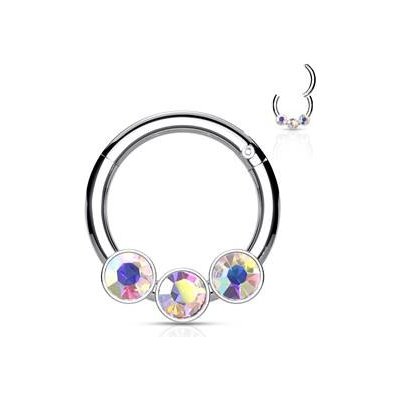 Šperky4U piercing kruh segment duhové kameny K01057-STAB – Zboží Dáma