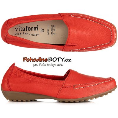 Vitaform kůže 321300 Dámské mokasíny pružné červené – Sleviste.cz