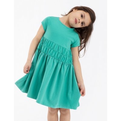 Muffin Mode dívčí bavlněné midi šaty "GRASSHOPPER" tyrkysově zelené