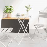 OMAXI 582867 Zahradní stůl Bílá 50 x 50 x 72 cm Ocel – Hledejceny.cz