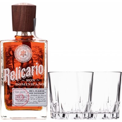 Relicario Ron Dominicano Superior 40% 0,7 l (dárkové balení 2 sklenice) – Zbozi.Blesk.cz