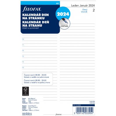 Filofax A5 kalendář 2024 ČJ+SJ den 1 stránka – Zboží Mobilmania