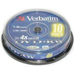 Verbatim DVD+RW 4,7GB 4x, SERL, spindle, 10ks (43488) – Zboží Mobilmania