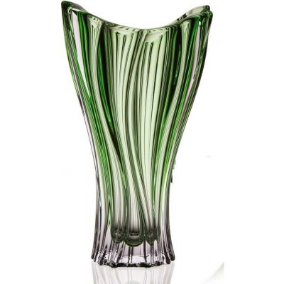 Aurum Crystal BOHEMIA PLANTICA VÁZA 320MM ZELENÁ – Zboží Dáma