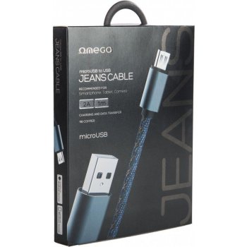 Omega OUFBB7MBL USB microUSB, 2A, Jeans, 1m