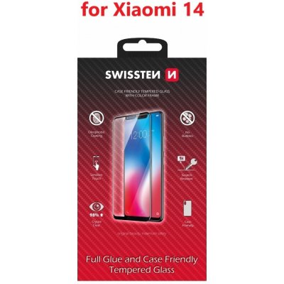 SWISSTEN FULL GLUE, COLOR FRAME, CASE FRIENDLY PRO XIAOMI 14 ČERNÉ 8595217486379 – Zboží Živě