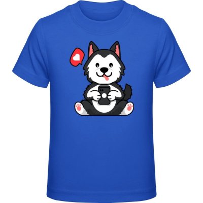 Premium Tričko pro Děti Design Pes hrající si na telefonu Royal Dětské – Zboží Mobilmania